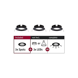 3er-Set Einbauleuchte CHOOSE, starr, IP44, 230V, max. 3x 10W �5.1cm, Schwarz matt