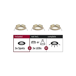 3er-Set Einbauleuchte CHOOSE, starr, IP44, 230V, max. 3x 10W �5.1cm, Messing geb�rstet