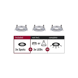 3er-Set Einbauleuchte CHOOSE, starr, IP44, 230V, max. 3x 10W �5.1cm, Alu gedreht