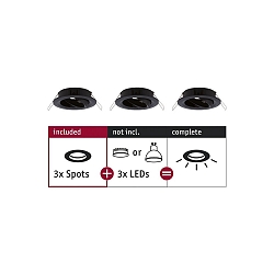3er-Set Einbauleuchte CHOOSE, schwenkbar, IP23, 230V, max. 3x 10W �5.1cm, Schwarz matt