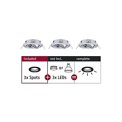 3er-Set Einbauleuchte CHOOSE, schwenkbar, IP23, 230V, max. 3x 10W �5.1cm, Chrom