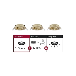 3er-Set Einbauleuchte CHOOSE, schwenkbar, IP23, 230V, max. 3x 10W �5.1cm, Messing geb�rstet