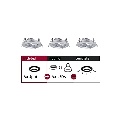 3er-Set Einbauleuchte CHOOSE, schwenkbar, IP23, 230V, max. 3x 10W �5.1cm, Alu gedreht
