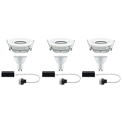 Paulmann Recessed luminaire LED Nova, IP65, round, 7W, GU10, set of 3 swiveling