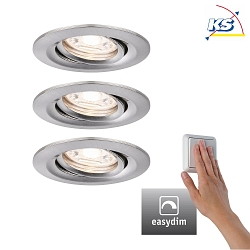Set of 3 Recessed spot LED NOVA MINI PLUS with LED Module, IP23, swivelling, 230V, 4.2W 2700K 300lm 38°, dimmable, iron brushed
