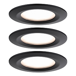 LED Deckeneinbauleuchte NOVA PLUS COIN IP44, rund, 3er-Set, 6W, 2700K, dimmbar, schwarz matt