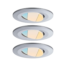 LED Deckeneinbauleuchte CALLA IP65, rund, 3er-Set, 5,5W, 550lm, dimmbar, chrom matt