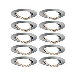 10er-Basisset Einbauleuchte BASE, � 9cm, 230V, GU10 max. 10W, schwenkbar 20�, Metall, Eisen geb�rstet