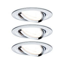 3er-Set LED Einbauleuchten-Set NOVA, IP23, rund, � 8.4cm, schwenkbar, 230V, inkl. GU10 6.5W 2700K 460lm 38�, Chrom
