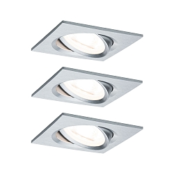 3er-Set LED Einbauleuchten-Set NOVA, IP23, eckig, 8.4 x 8.4cm, schwenkbar, 230V, inkl. GU10 6.5W 2700K 460lm 38�, Alu gedreht