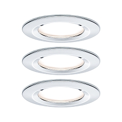 recessed luminaire NOVA LED round, rigid, set of 3 GU10 IP44, chrome  460lm 2700K 38� 38� CRI >80