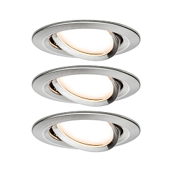 3er-Set LED Einbauleuchten-Set NOVA COIN, IP23, rund, � 8.4cm, schwenkbar, 230V, inkl. 6.5W 2700K 460lm 100�, Eisen geb�rstet