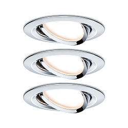 3er-Set LED Einbauleuchten-Set NOVA COIN, IP23, rund, � 8.4cm, schwenkbar, 230V, inkl. 6.5W 2700K 460lm 100�, Chrom