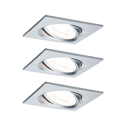 3er-Set LED Einbauleuchten-Set NOVA COIN, IP23, eckig, 8.4 x 8.4cm, schwenkbar, inkl. Modul 6.5W 2700K 460lm 100�, Alu gedreht
