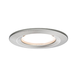 recessed luminaire NOVA COIN LED round, rigid IP44, brushed iron  460lm 2700K 100� 100� CRI >80
