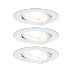 3er-Set LED Einbauleuchten-Set NOVA, IP23, rund, schwenkbar, inkl. GU10 6.5W 2700K 460lm 38�, 3step dimmbar, Wei� matt