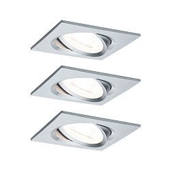 3er-Set LED Einbauleuchten-Set NOVA, IP23, eckig, schwenkbar, inkl. GU10 6.5W 2700K 460lm 38�, 3step dimmbar, Alu gedreht