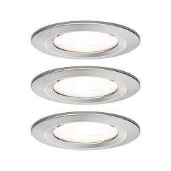 recessed luminaire NOVA LED round, rigid, set of 3 GU10 IP44, brushed iron dimmable 19,5W 460lm 2700K 38� 38� CRI >80
