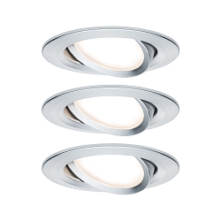3er-Set LED Einbauleuchten-Set NOVA COIN, IP23, rund, schwenkbar, inkl. 6.5W 2700K 460lm 100�, 3step dimmbar, Alu gedreht