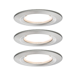 recessed luminaire NOVA COIN LED round, rigid, set of 3 Coin IP44, brushed iron dimmable 19,5W 460lm 2700K 100� 100� CRI >80