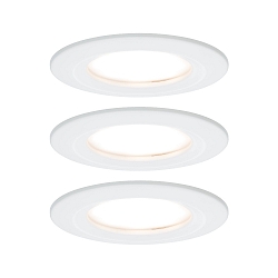 recessed luminaire NOVA COIN LED round, rigid, set of 3 Coin IP44, white matt dimmable 19,5W 460lm 2700K 100� 100� CRI >80