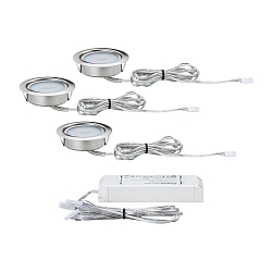 LED Furniture recessed luminaire SET LED, 3x4,5W, 12VA, 230V/350mA, 65mm, brushed iron