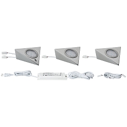 3er-Set LED Unterbauleuchte / M�belleuchte PIR, 230V/12V, 12VA, 3x2.8W 2700K, Eisen geb�rstet