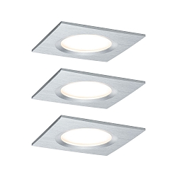 3er-Set LED Einbau-Downlight NOVA PLUS COIN, IP44, eckig, 7.8 x7.8cm, 230V, 3x 6W 2700K 470lm 120�, dimmbar, starr, Alu gedreht