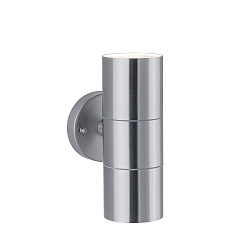 Au�enwandleuchte Flame, IP44, Zylinderform Up&Down, 230V, 2x GU10 max. 35W, Edelstahl geb�rstet