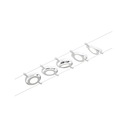 LED Seilsystem RoundMac, 5-fach, 12V DC, 5x 4.5W 3000K, inkl. Trafo 60VA, Kunststoff, Wei� matt / Chrom