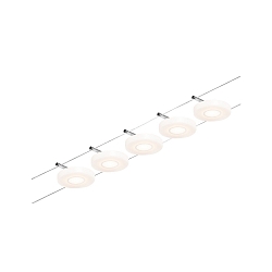 LED Seilsystem DiscLED, 5-fach, 12V DC, 5x 4.5W 3000K, inkl. Trafo 60VA, Kunststoff