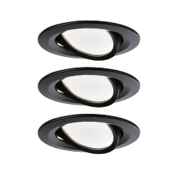 3er-Set LED Einbauleuchten-Set NOVA COIN, rund, schwenkbar, IP23, 230V, 3x 6.5W 2700K, Schwarz matt / Alu