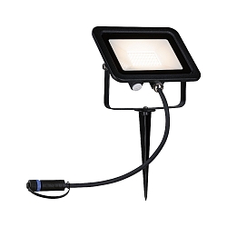 PLUG & SHINE FLOOD SPOT, mit Erdspie�, IP65, Aluminium, Schwarz, 15.5W 3000K 1400lm
