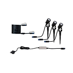 LED Outdoor Spie�strahler SPOT PLUG & SHINE CH, 3er Set, 3x 3,5W, 3000K, 150lm, IP65, schwarz