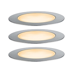 LED Outdoor Bodeneinbauleuchte FLOOR SET PLUG & SHINE, 3er Set, 80�, 3x 2W, 2200K, 90lm, IP67, insektenfreundlich, silber