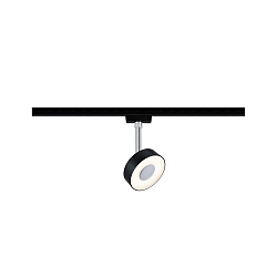 1-Phasen LED Schienenspot URAIL CIRCLE, 230V, 5W 2700K 210lm 90�, dreh- und neigbar, dimmbar, Schwarz matt / Chrom