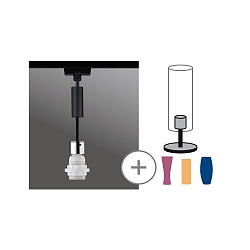 1-Phasen Pendelleuchte URAIL 2Easy BASIC, 230V, E27 max. 20W, ohne Schirm, Schwarz matt / Chrom