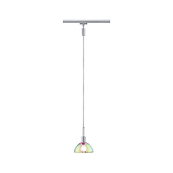 1-Phasen Pendelleuchte URAIL SARRASANI, 230V, E14 max. 20W, Chrom matt / Dichroitisches Glas