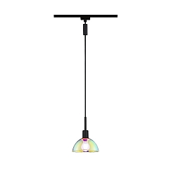 1-Phasen Pendelleuchte URAIL SARRASANI, 230V, E14 max. 20W, Schwarz matt / Dichroitisches Glas