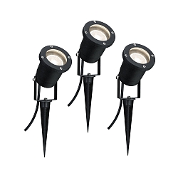 LED Outdoor Spie�strahler GARDEN SPOTLIGHT, 3er Set, 230V, GU10, 3,5W, 3000K, 230lm, IP65, schwarz