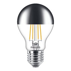 LED Kopfspiegellampe MASTER Value CM A60, E27, 7.2W 2700K 650lm, klar / silber matt, dimmbar