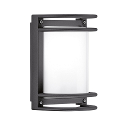 Wandleuchte NIKKO+21, E27, 1x60W, A60, IP65, IK05, anthrazit / Glas opal