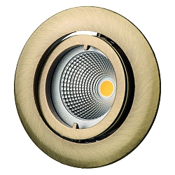 Alu-Druckguss-Einbaustrahler f�r MR11 (� 3.5cm), IP20, � 6cm, mit Bajonett, ohne Fassung, schwenkbar, altmessing