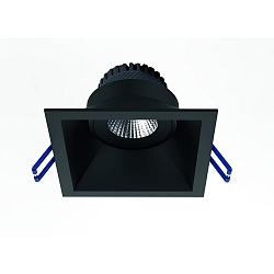 Einbaustrahler TOM, IP20, Quadratisch, 10.5x10.5cm, ohne Fassung, f�r LED Modul � 5cm. schwenkbar, Alu-Druckguss, sandschwarz