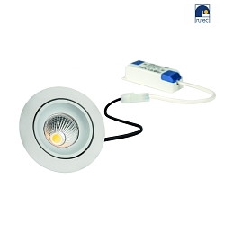 LED Recessed spot GAIL set of 1, round, 6W, 3000K, IP40, swivelling, On-Off, Plug&play, white