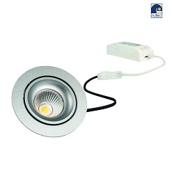 LED Recessed spot GAIL set of 1, round, 6W, 3000K, IP40, swivelling, dimmable, Plug&play, silver