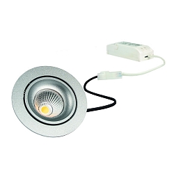 LED Recessed spot GAIL set of 1, round, 6W, 3000K, IP40, swivelling, dimmable, Plug&play, silver