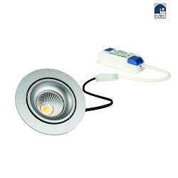 LED Recessed spot GAIL set of 1, round, 6W, 3000K, IP40, swivelling, On-Off, Plug&play, silver
