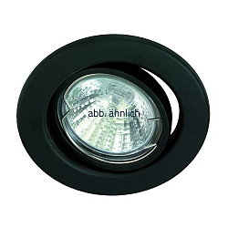 Stahl-Einbaustrahler f�r MR16, IP20, � 8cm, mit Sprengring, ohne Fassung, 30� schwenkbar, schwarz matt