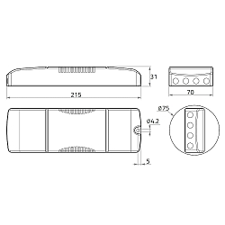 LED Panel-Vorschaltger�t TRIDONIC DALI DT6, IP20, stromkonstant, 176-280V / sek. 25-50V, 900mA, 22.5-45W, DALI/DALI-2 dimmbar